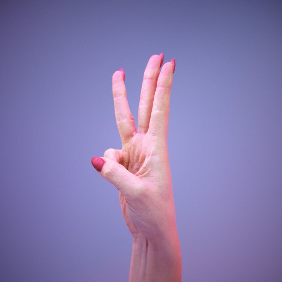 Sign Alphabet W 3D model_10