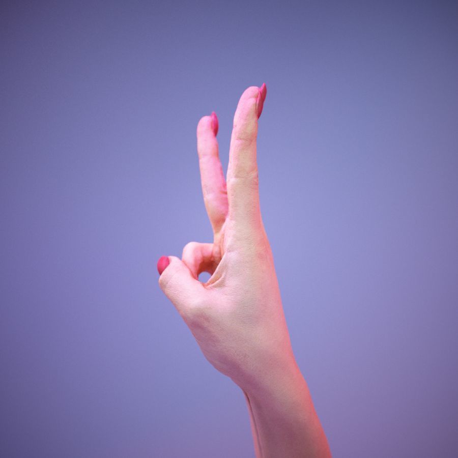 Sign Alphabet W 3D model_9