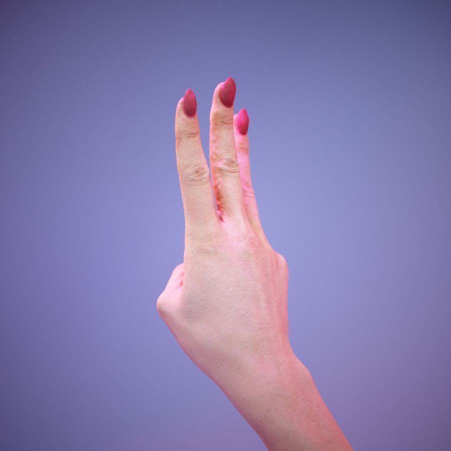 Sign Alphabet W 3D model_7