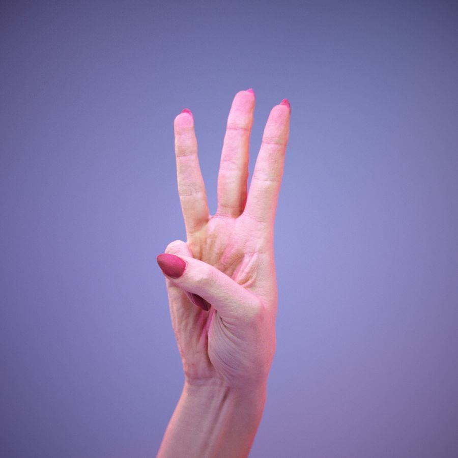 Sign Alphabet W 3D model_11