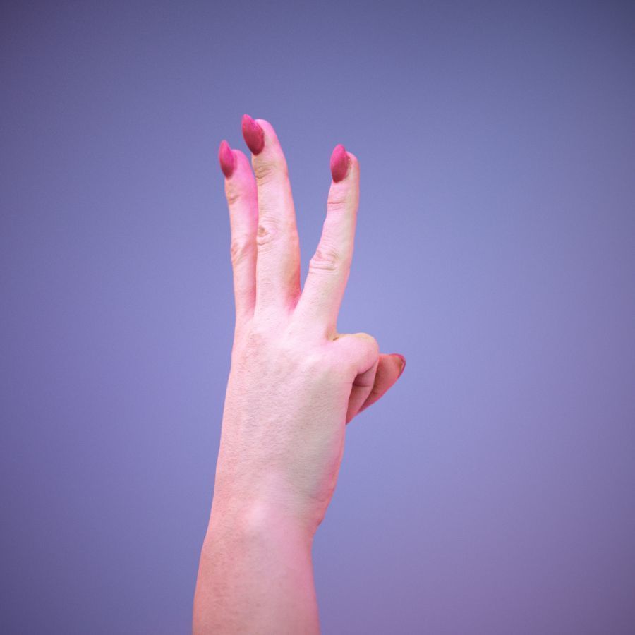 Sign Alphabet W 3D model_4