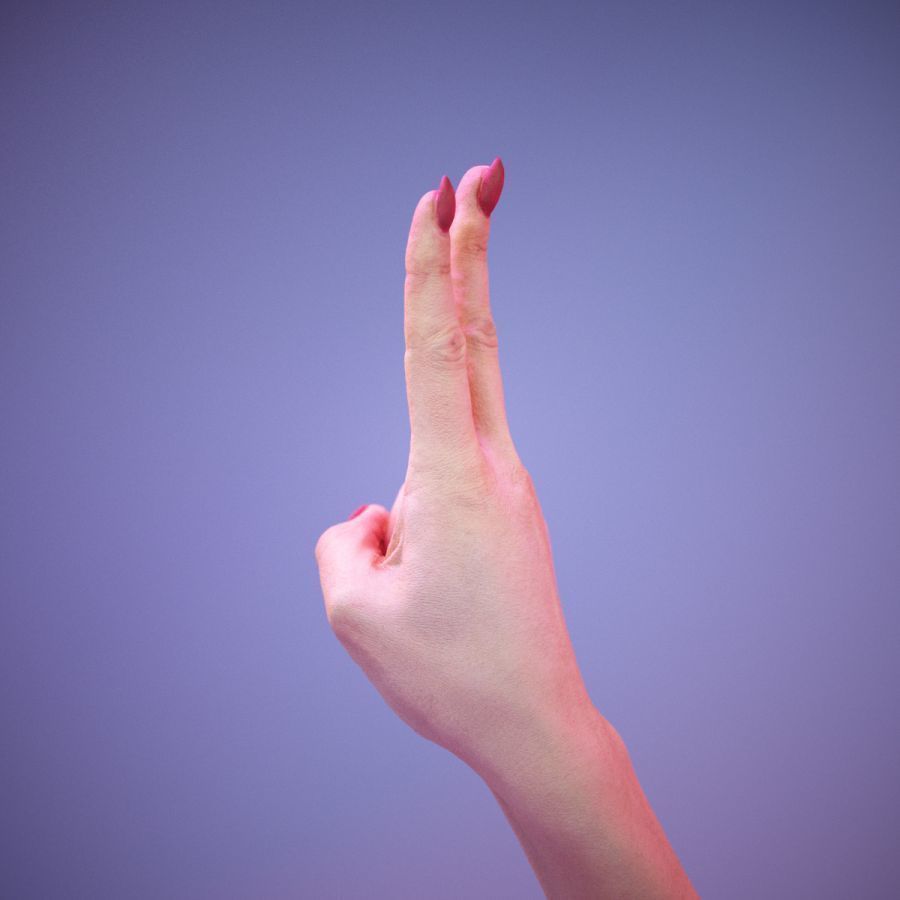 Sign Alphabet W 3D model_8