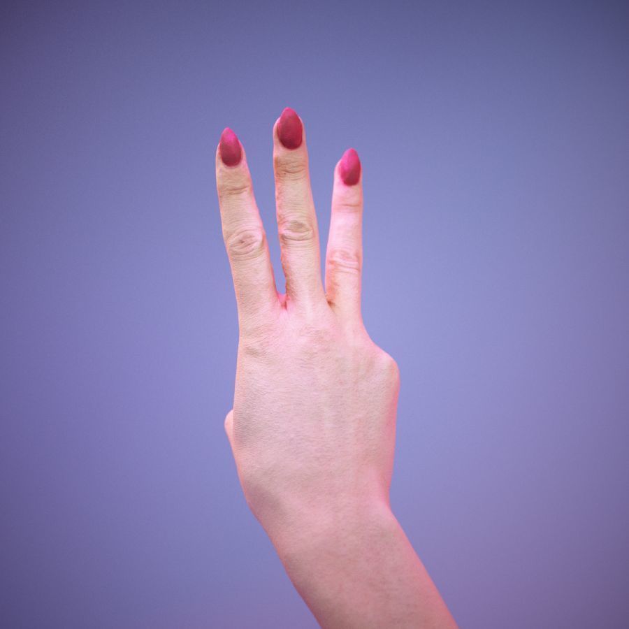 Sign Alphabet W 3D model_6