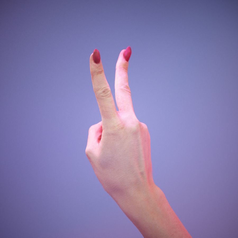 Sign Alphabet V 3D model_7