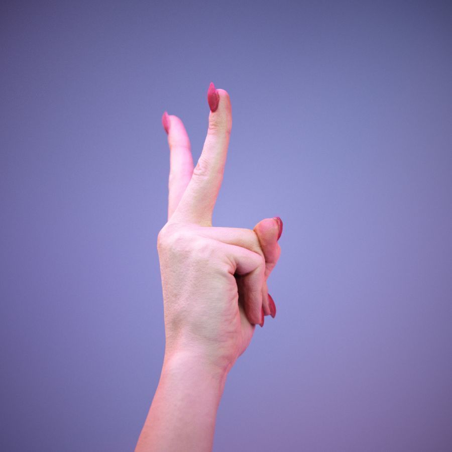 Sign Alphabet V 3D model_3