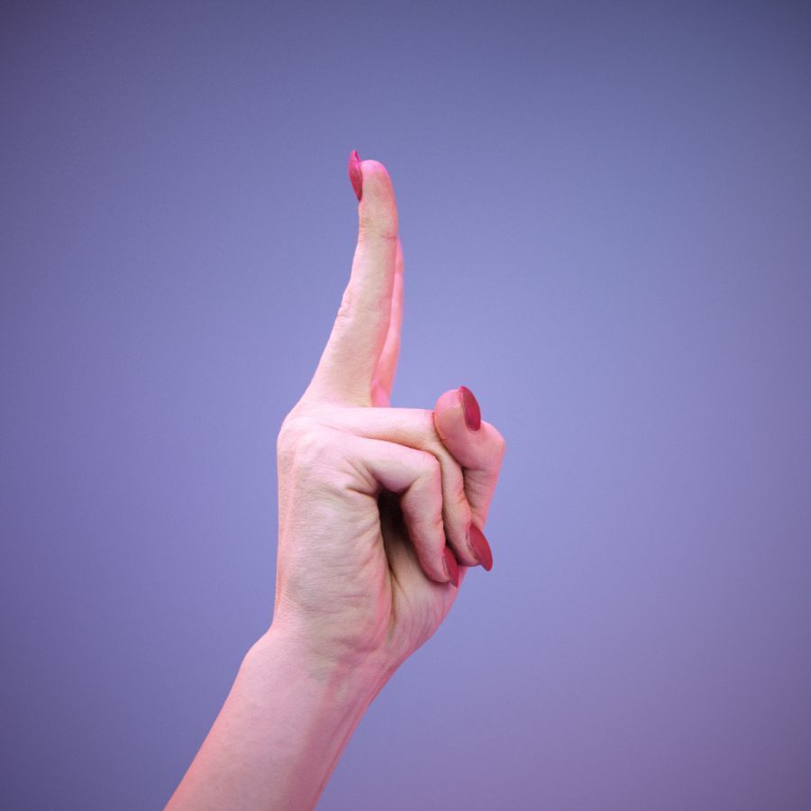 Sign Alphabet V 3D model_2