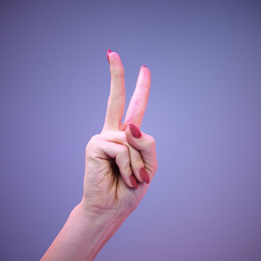 Sign Alphabet V 3D model_1