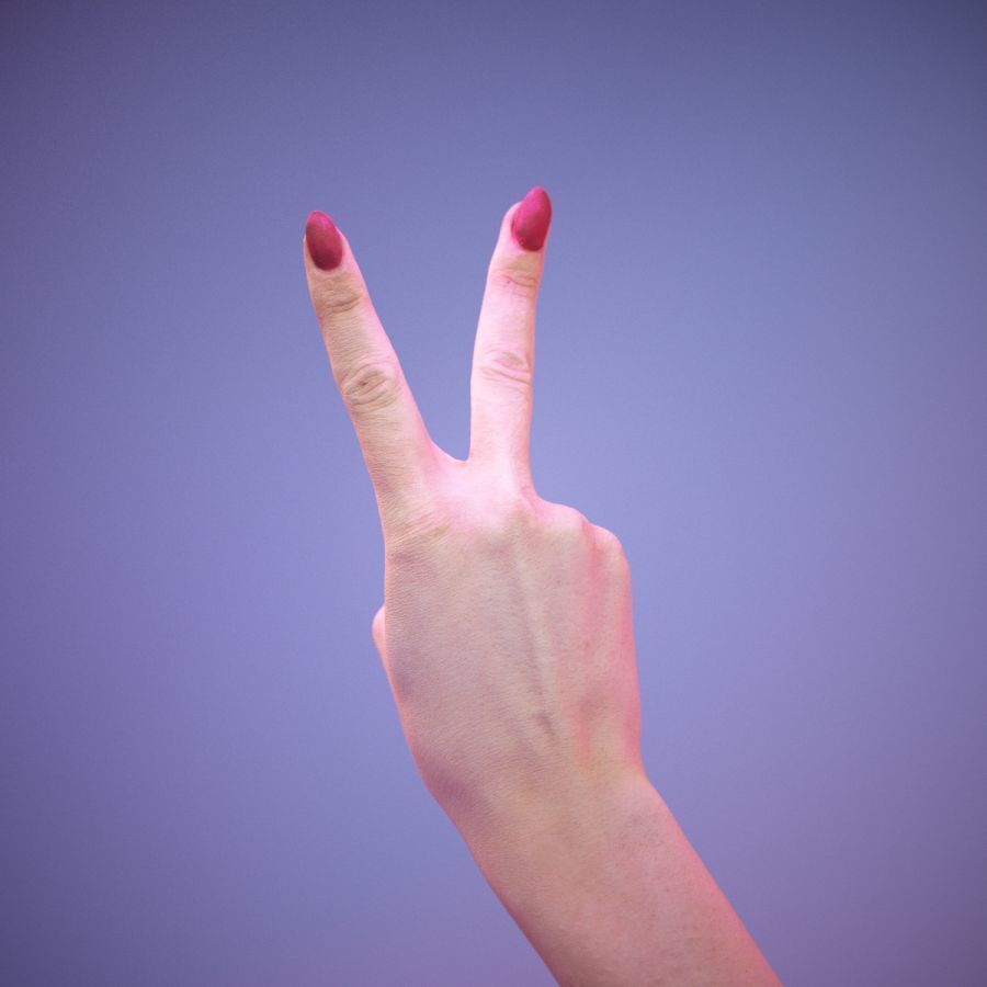 Sign Alphabet V 3D model_6