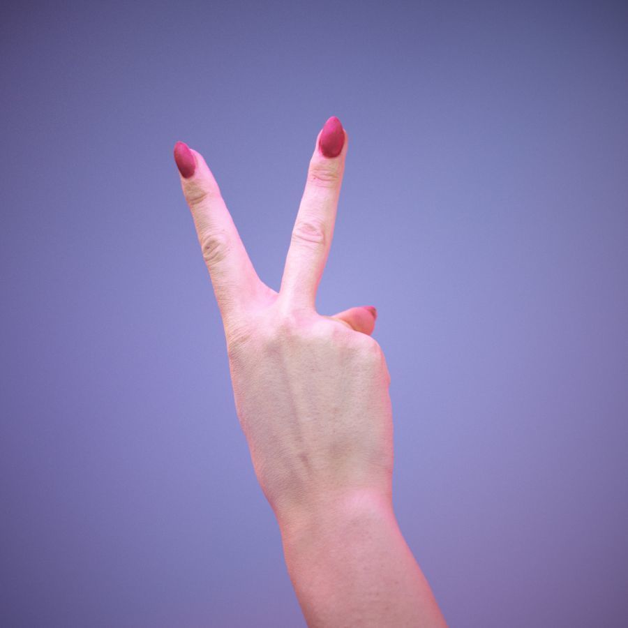 Sign Alphabet V 3D model_5