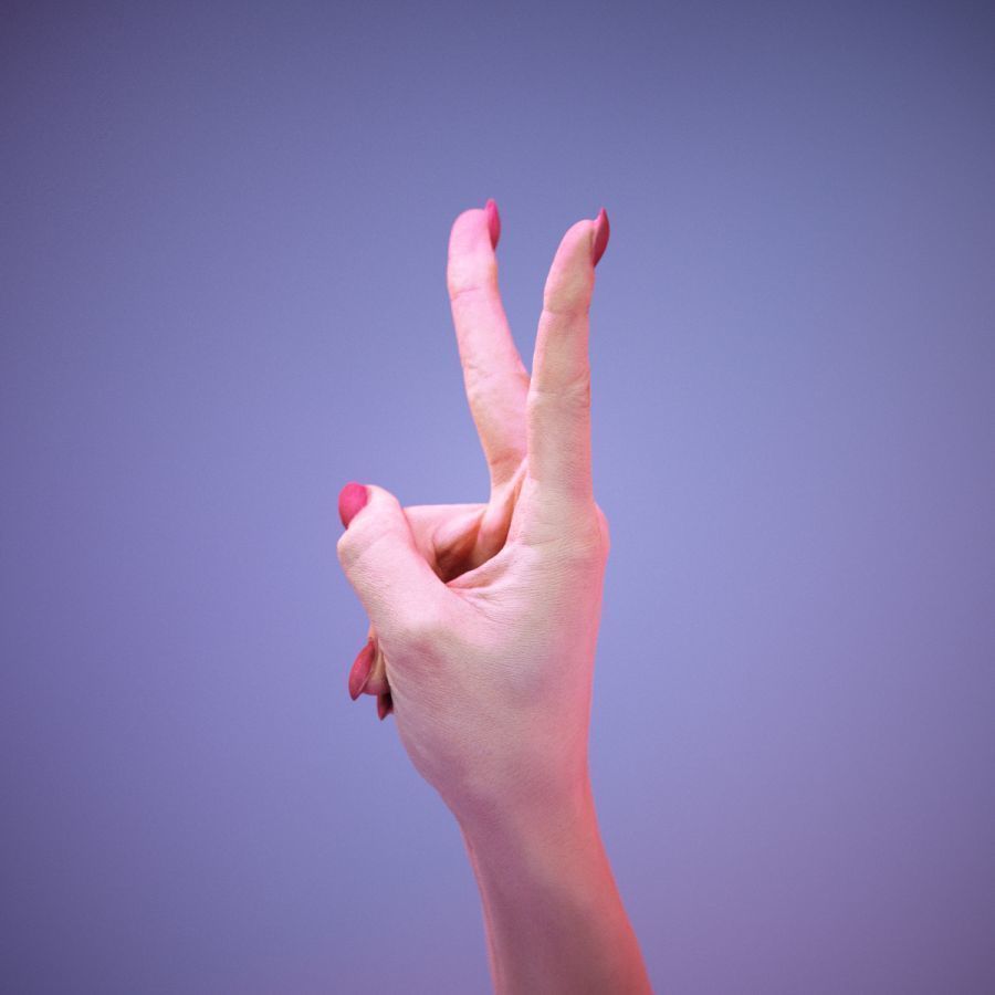 Sign Alphabet V 3D model_9