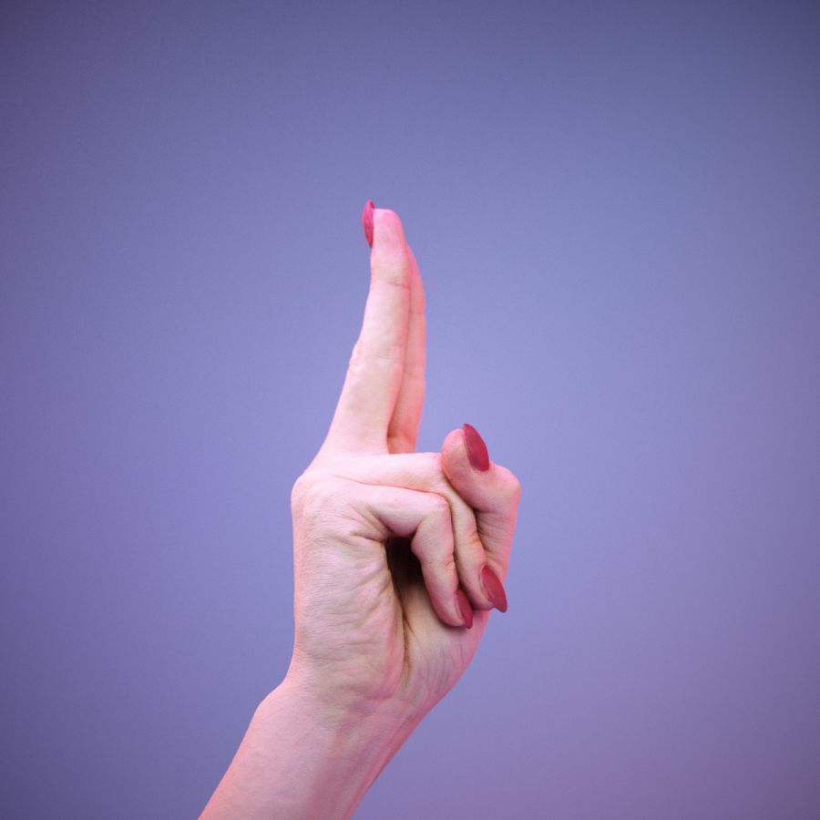 Sign Alphabet U 3D model_2