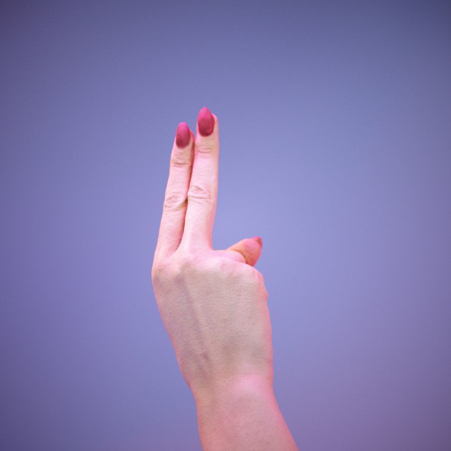 Sign Alphabet U 3D model_5