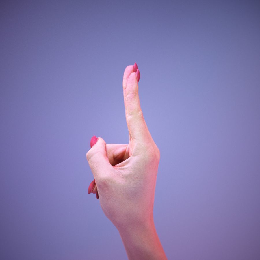 Sign Alphabet U 3D model_9