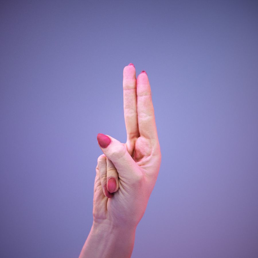 Sign Alphabet U 3D model_11