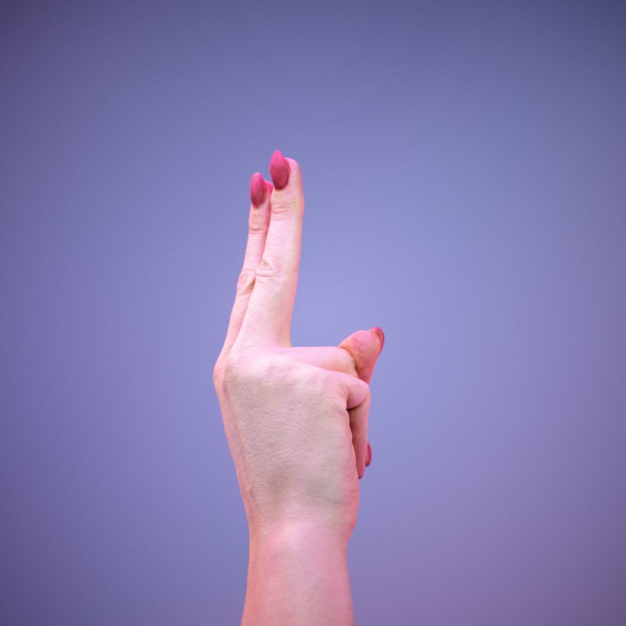 Sign Alphabet U 3D model_4