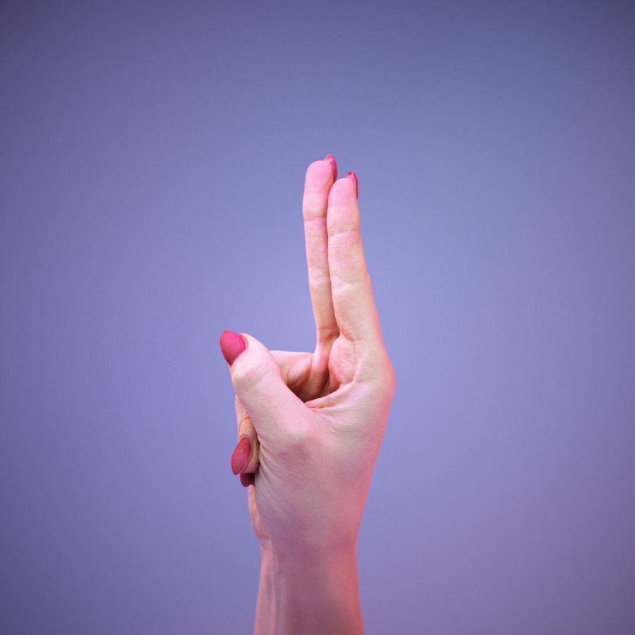 Sign Alphabet U 3D model_10