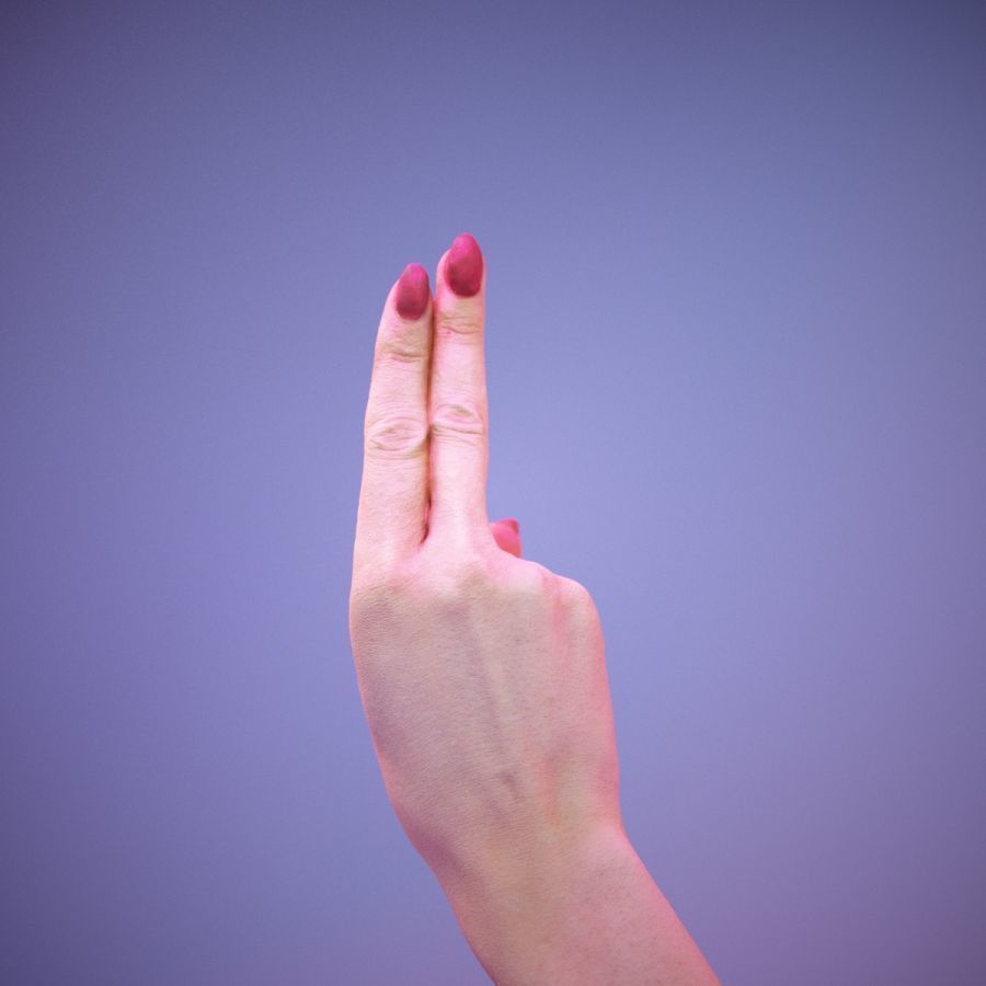 Sign Alphabet U 3D model_6