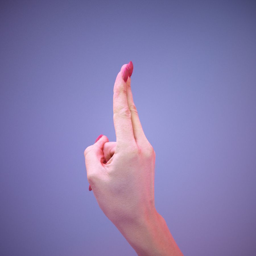 Sign Alphabet U 3D model_8