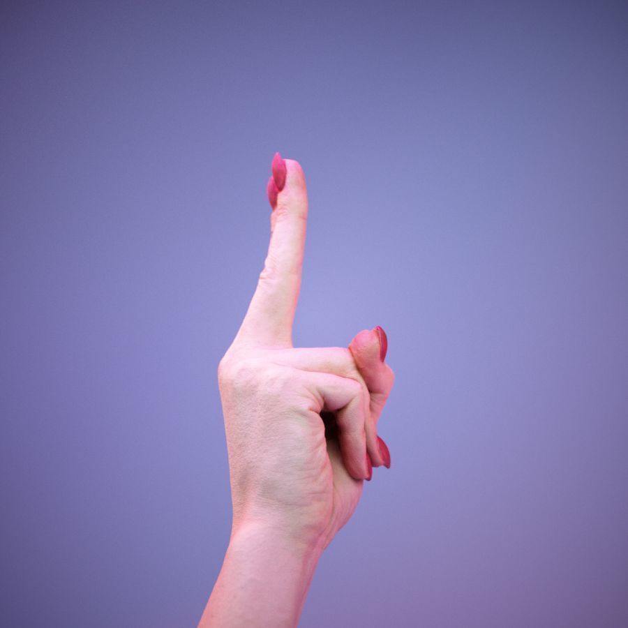 Sign Alphabet U 3D model_3