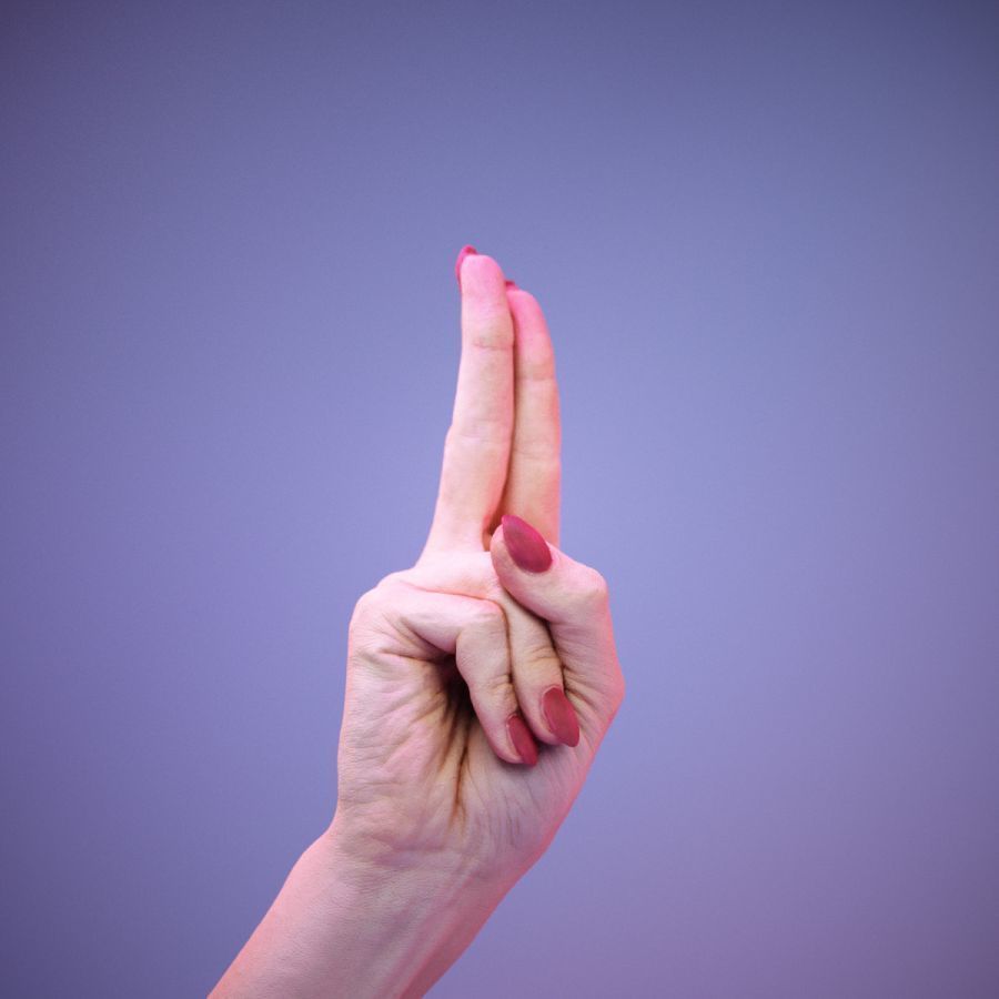 Sign Alphabet U 3D model_1