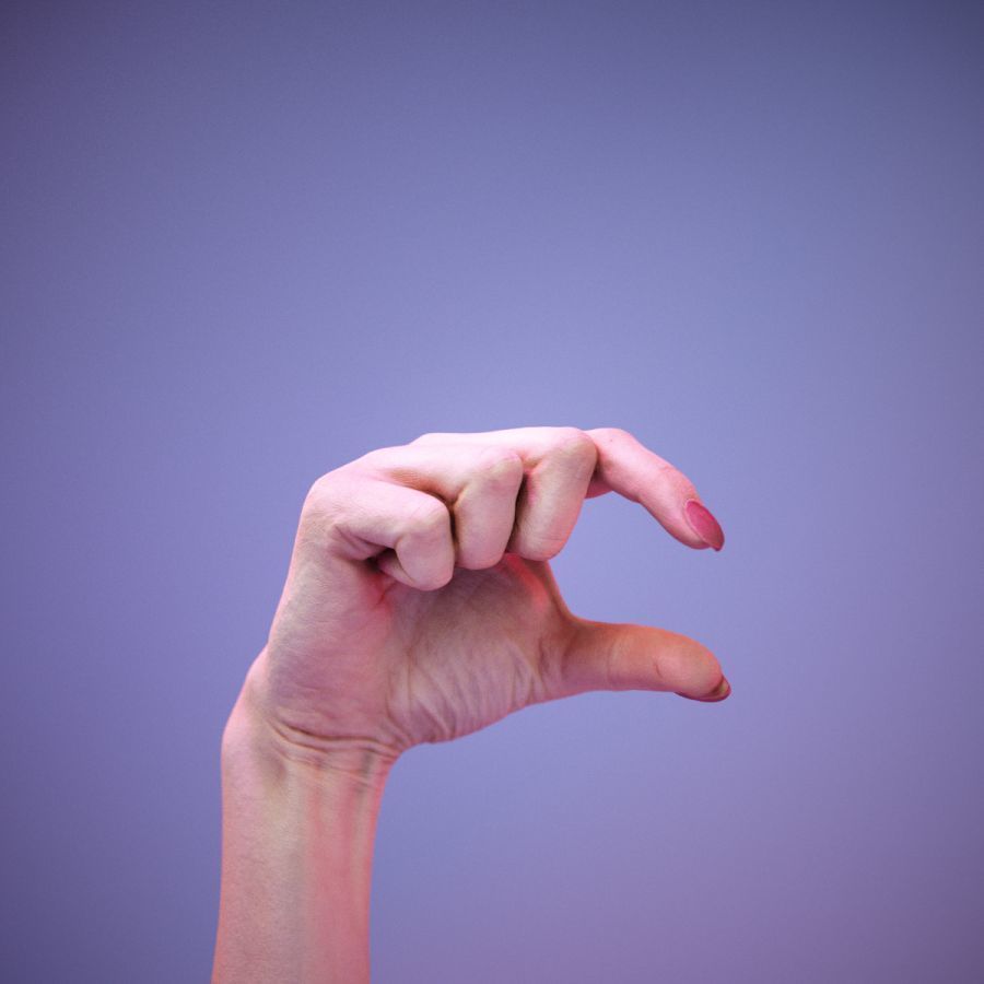 Sign Alphabet Q 3D model_4