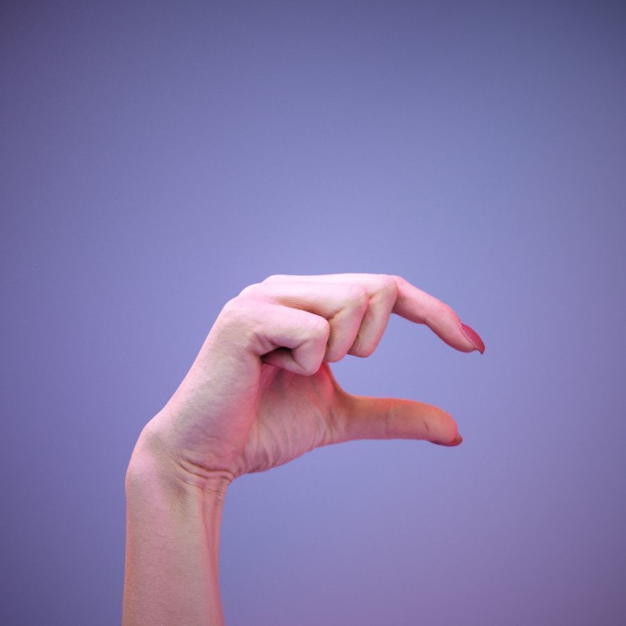 Sign Alphabet Q 3D model_5