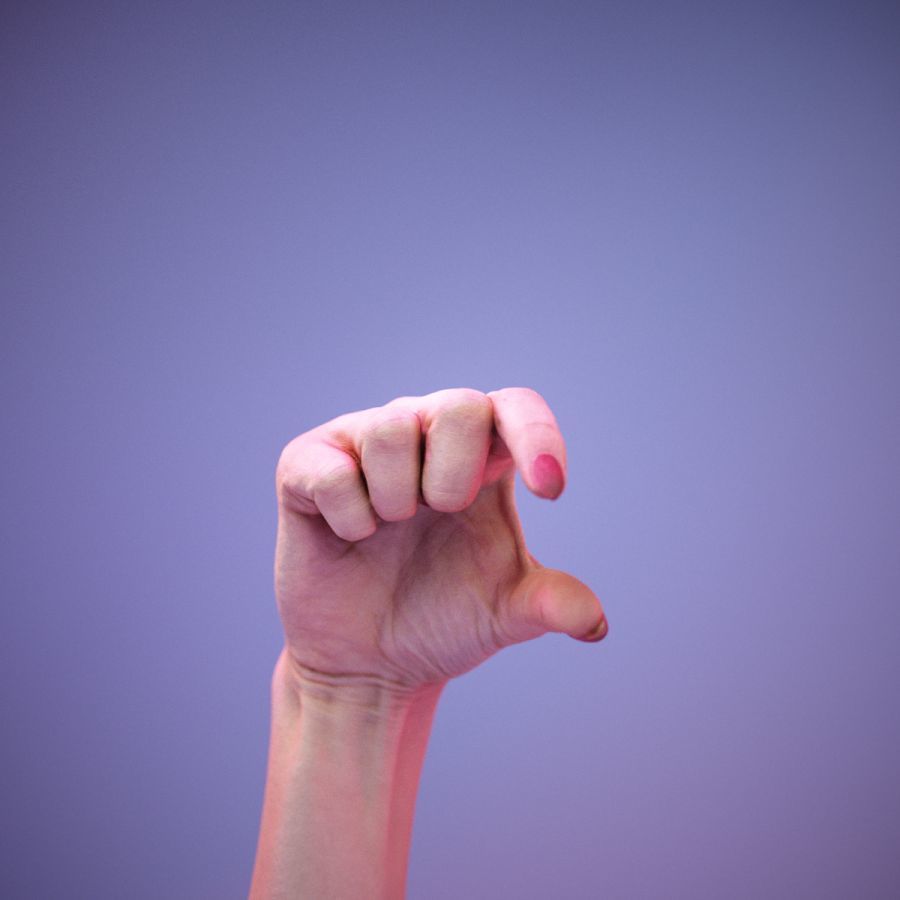 Sign Alphabet Q 3D model_3