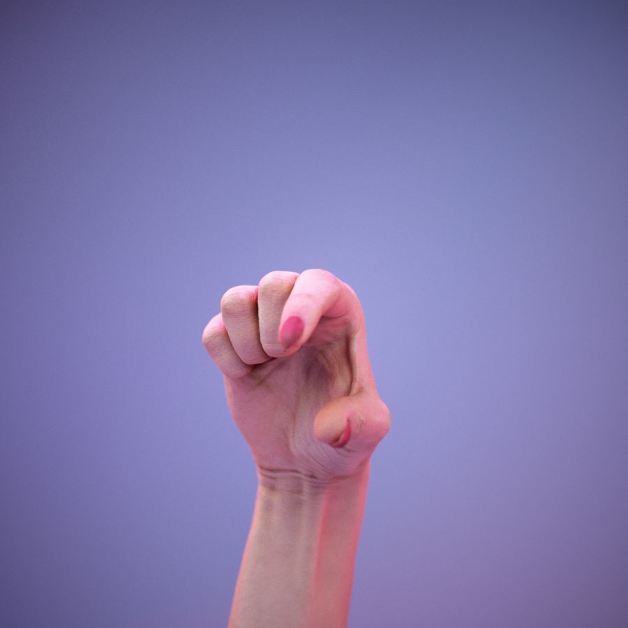 Sign Alphabet Q 3D model_2