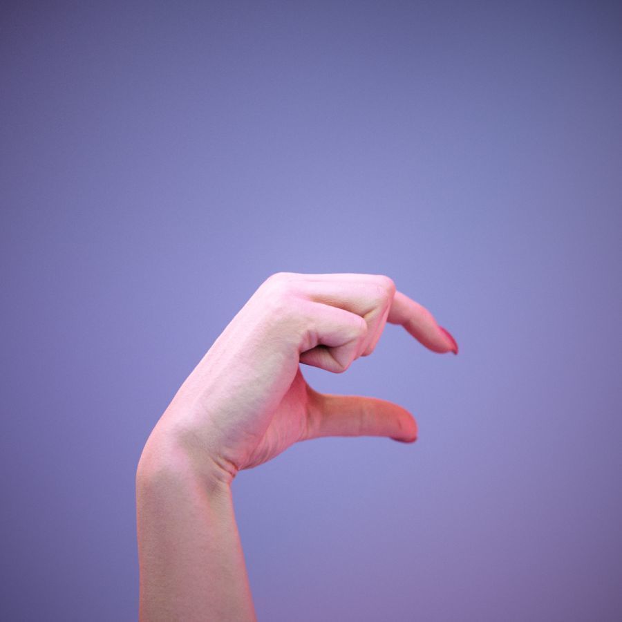 Sign Alphabet Q 3D model_6