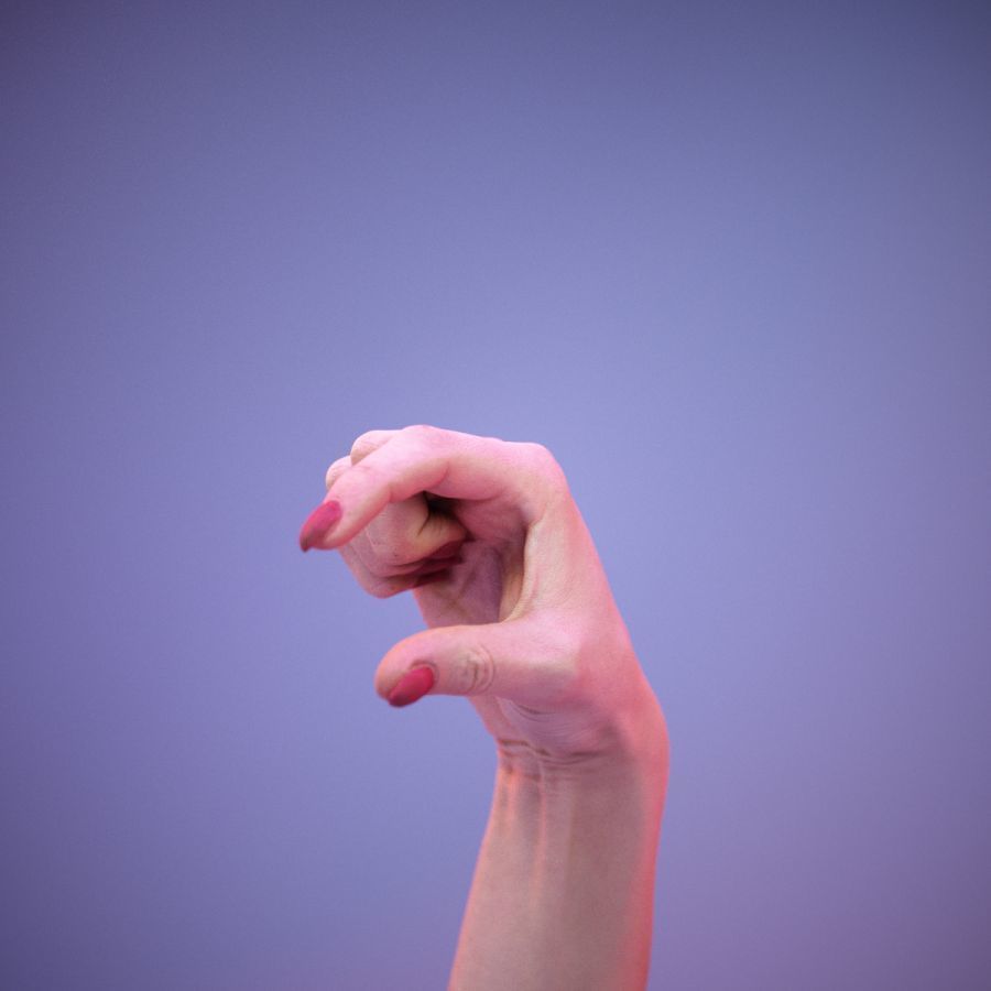 Sign Alphabet Q 3D model_1