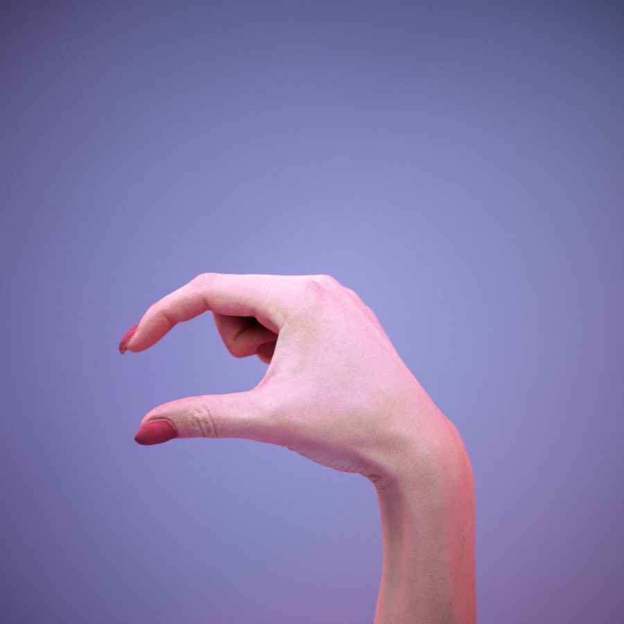 Sign Alphabet Q 3D model_11