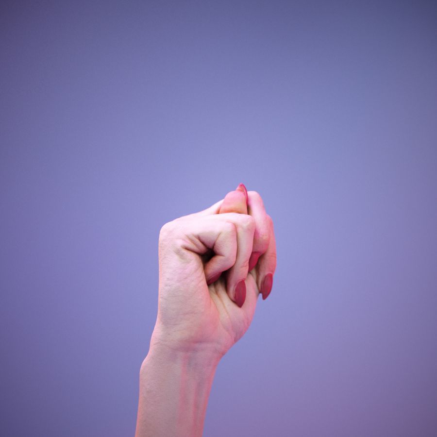 Sign Alphabet N 3D model_2