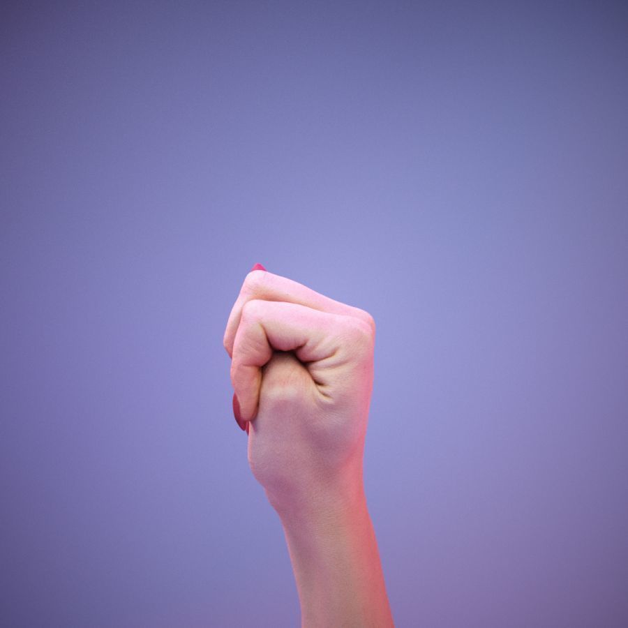 Sign Alphabet N 3D model_9