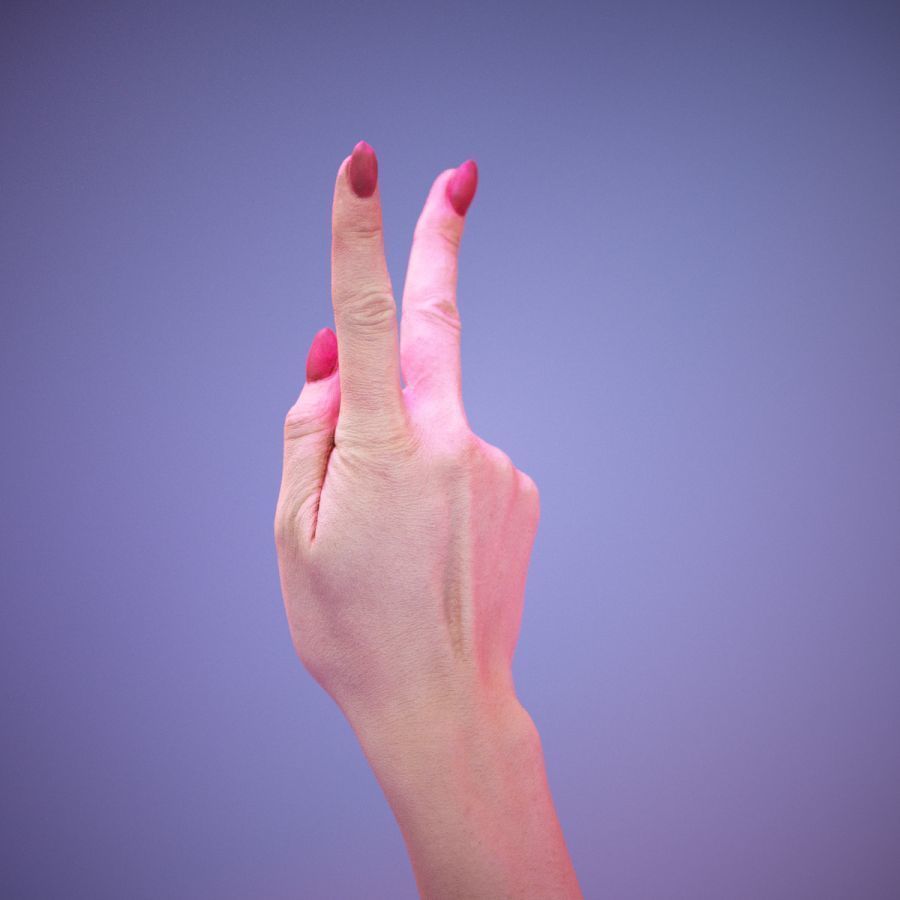 Sign Alphabet K 3D model_7