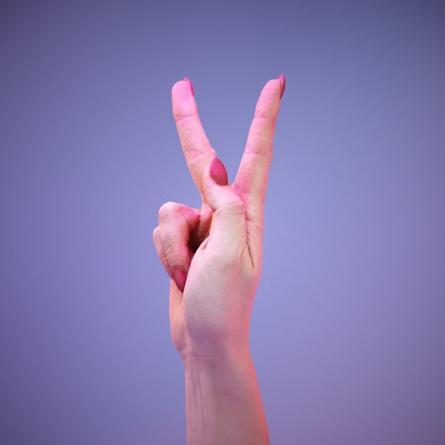 Sign Alphabet K 3D model_10