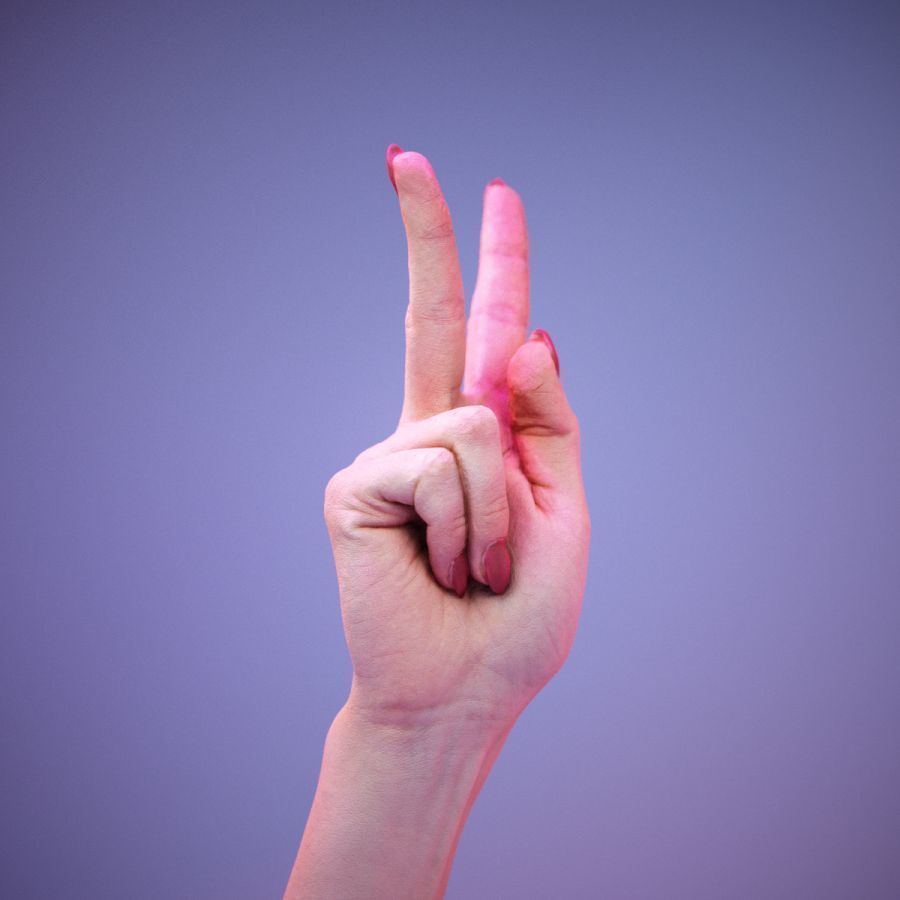 Sign Alphabet K 3D model_1