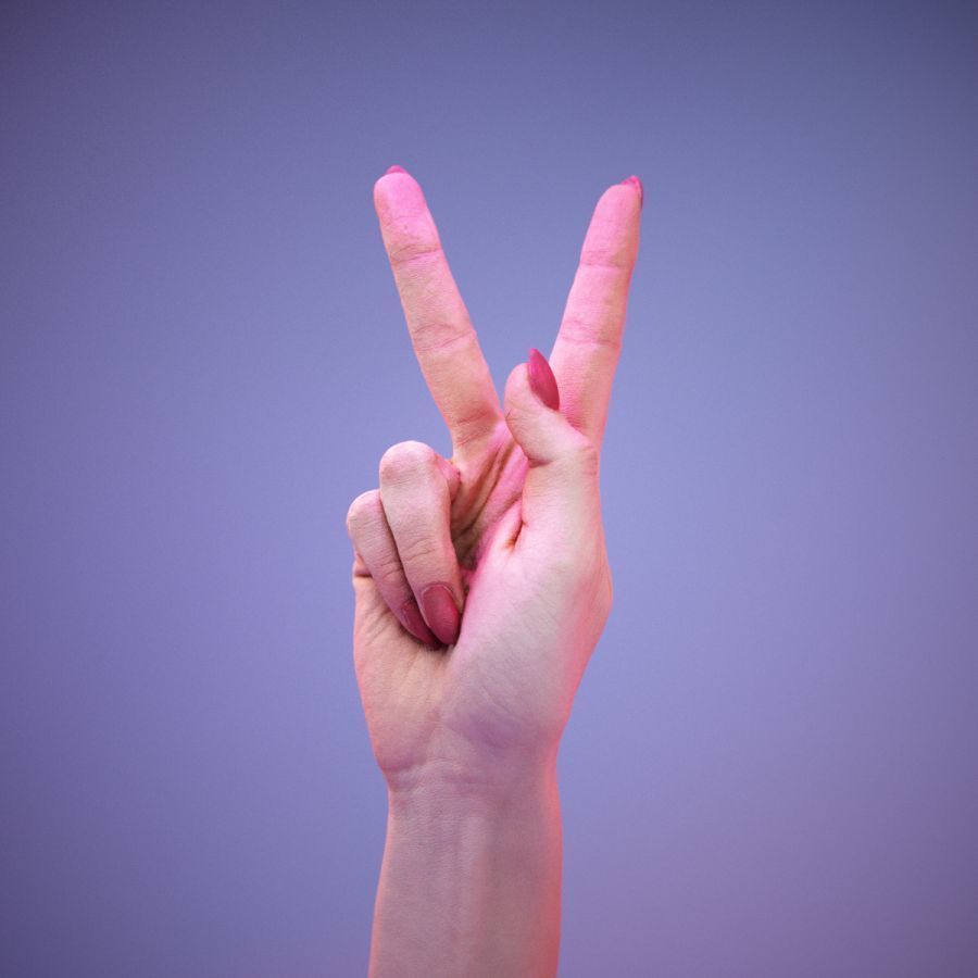 Sign Alphabet K 3D model_11