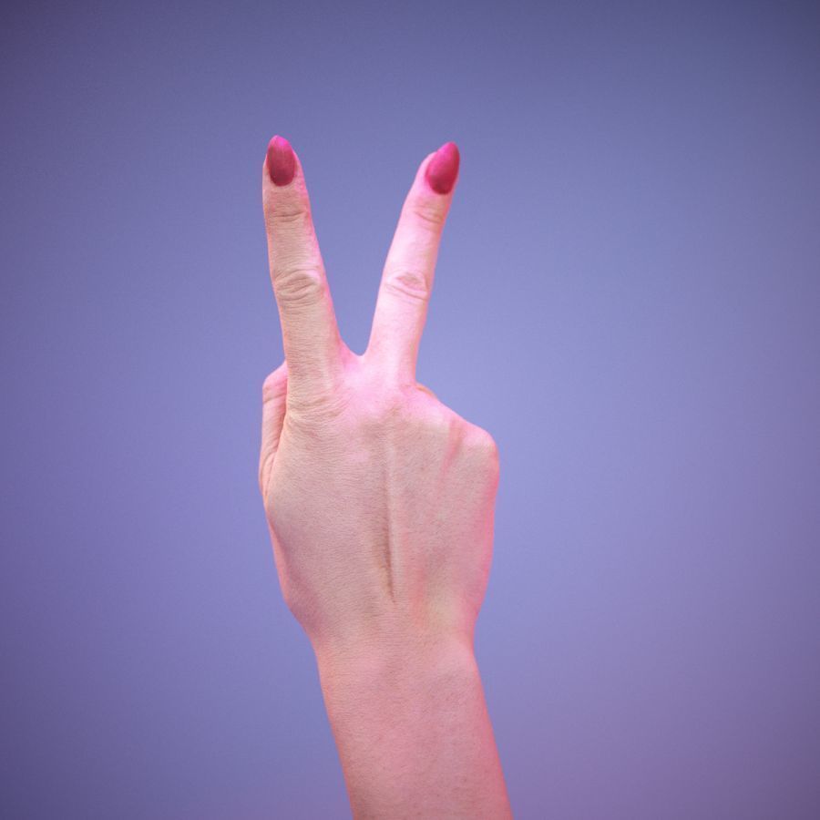 Sign Alphabet K 3D model_6