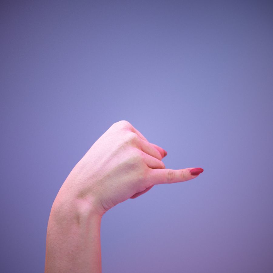 Sign Alphabet J 3D model_6