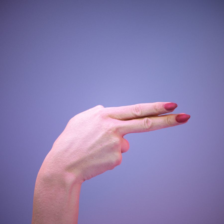 Sign Alphabet H 3D model_6