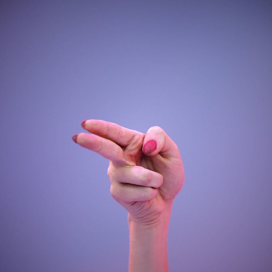 Sign Alphabet H 3D model_2