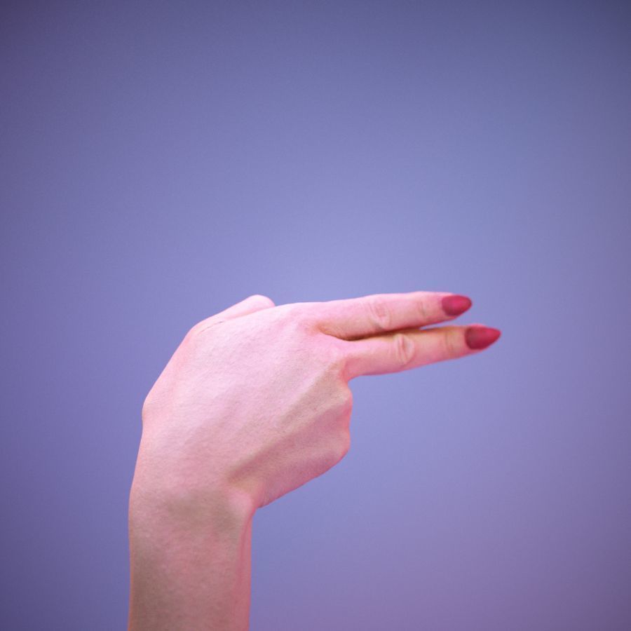 Sign Alphabet H 3D model_7