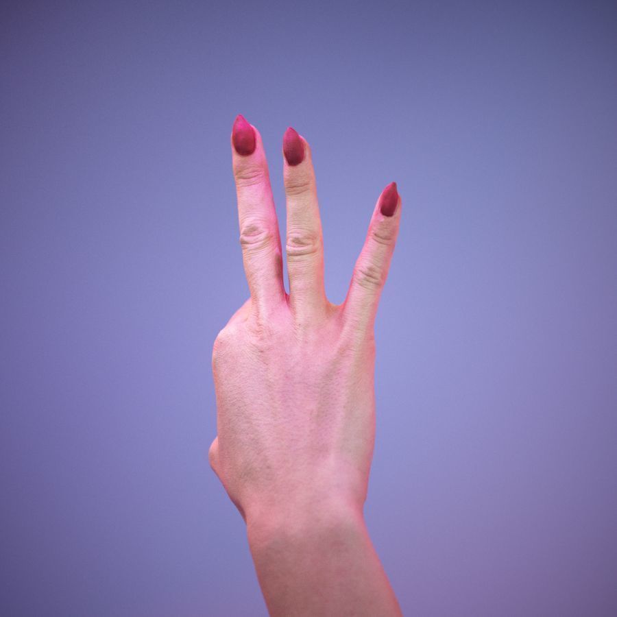 Sign Alphabet F 3D model_5