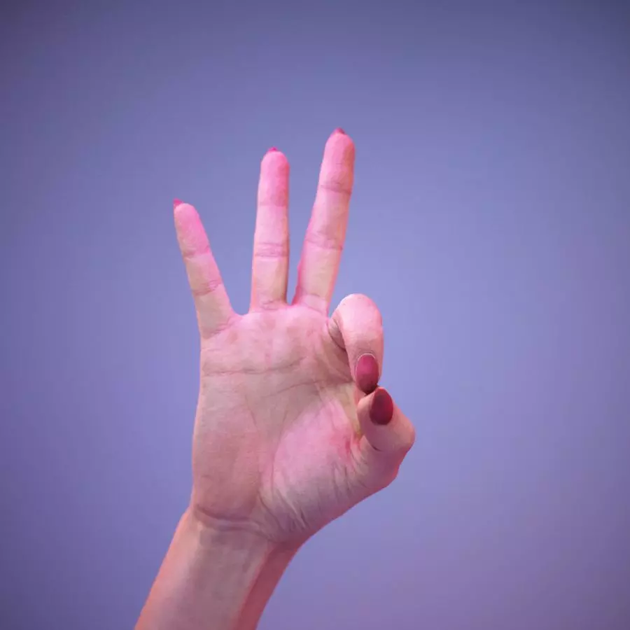 Sign Alphabet F 3D model_0