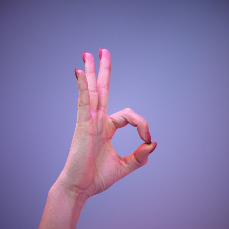 Sign Alphabet F 3D model_2