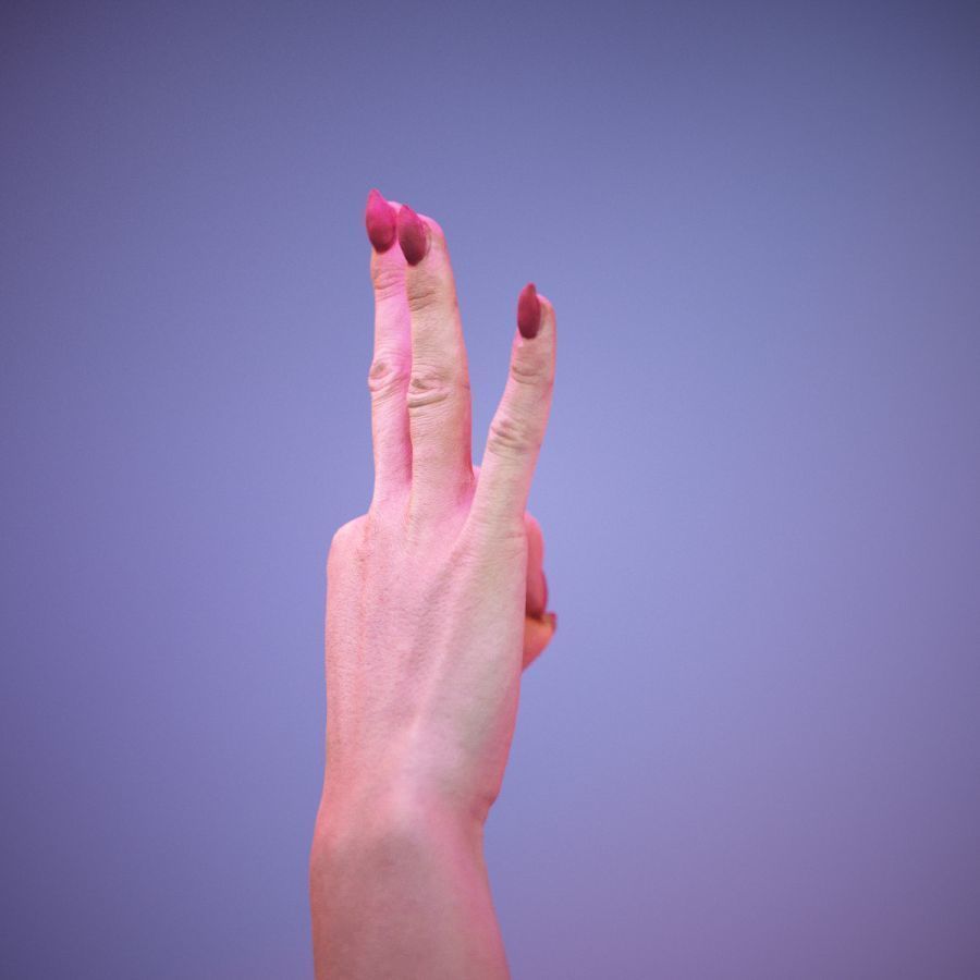 Sign Alphabet F 3D model_4