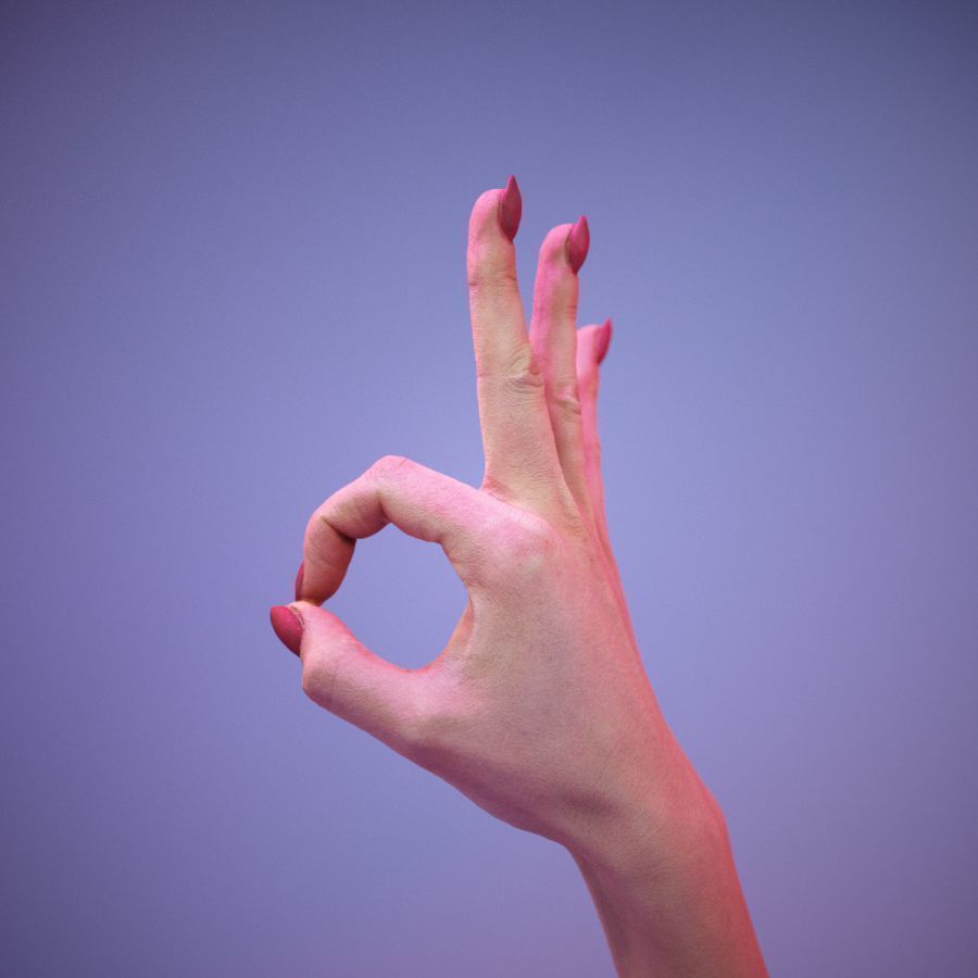 Sign Alphabet F 3D model_8