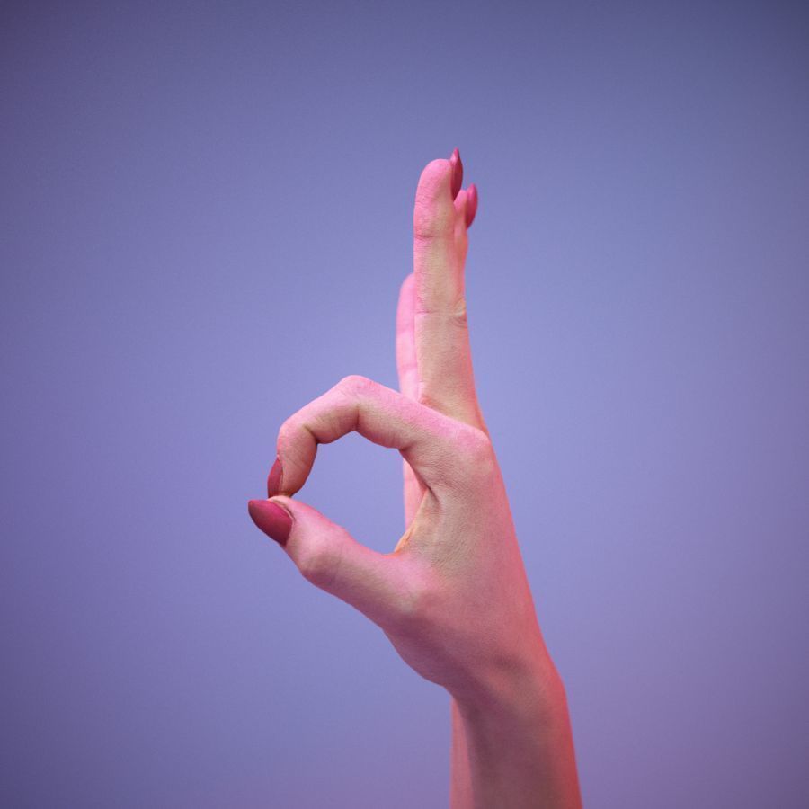 Sign Alphabet F 3D model_9