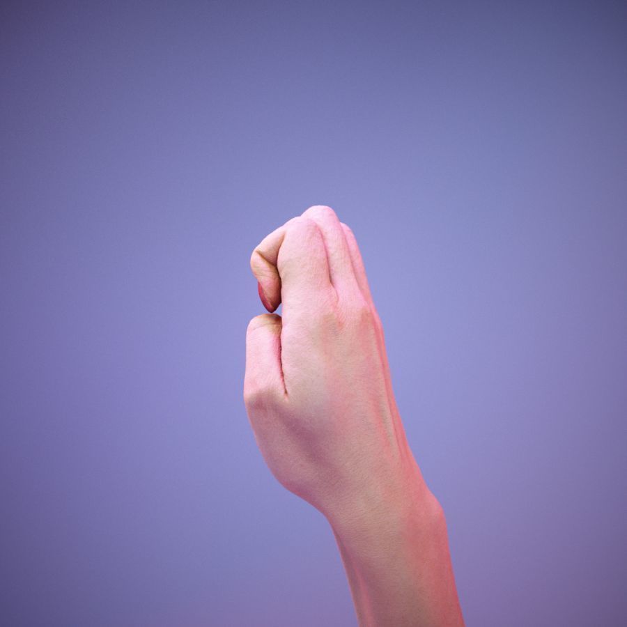 Sign Alphabet E 3D model_8