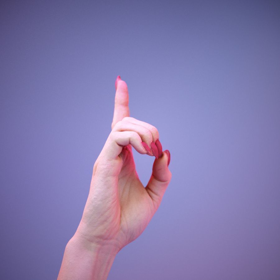 Sign Alphabet D 3D model_2